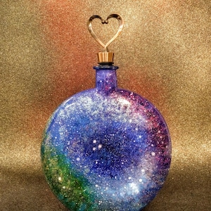 Hand Painted Galaxy Glass Cremation Urn: Memorial Ash Keeper