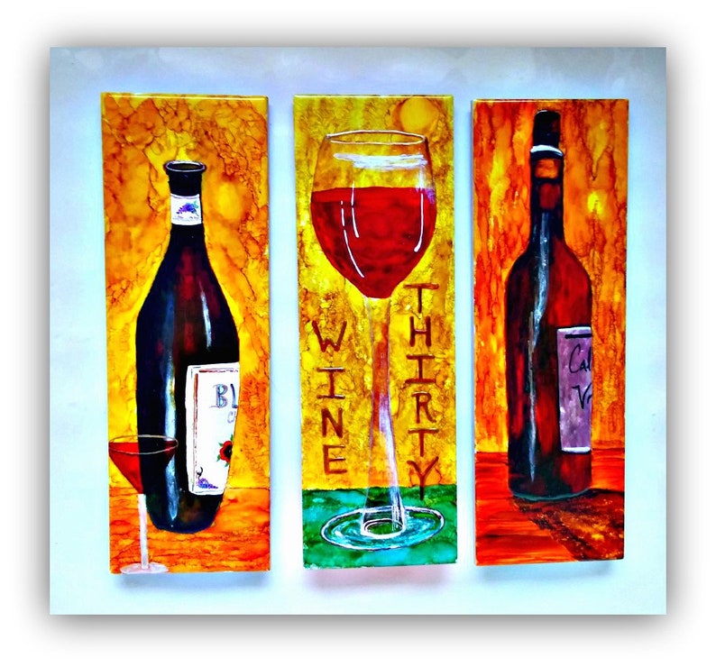 Ceramic Tile Art Decorative Tile Decor Wine Bottle Wall Tile Etsy