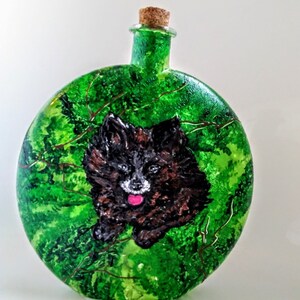 cremation urn for dogs , hand painted pet urns , personalized dog urn for ashes , urn featuring your pet hand painted on glass , pet ash urn