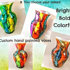 hand painted glass vases for display , bold colors round home decor vase , home accent hand painted for display , colorful glass vase decor