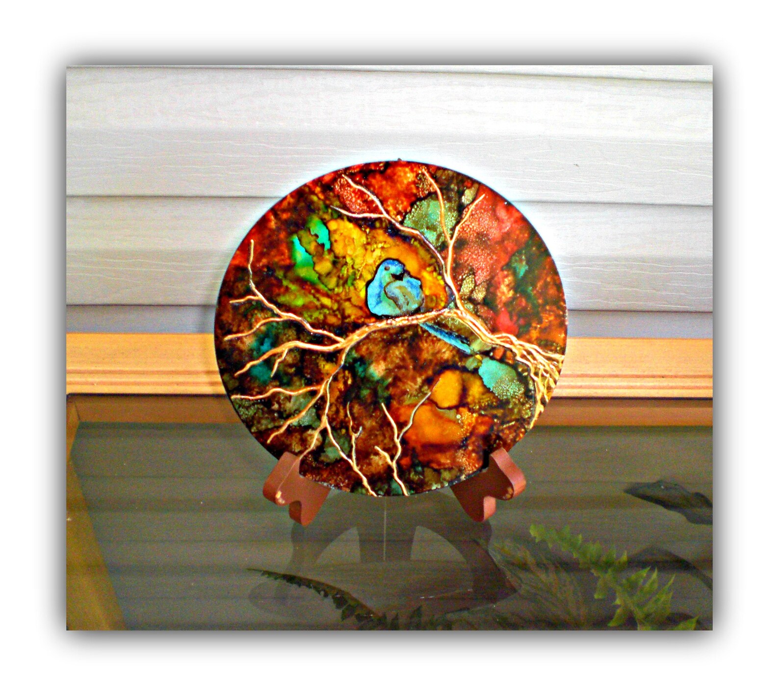 Bluebird Painting on Metal Round Metal Art Bluebird Metal Etsy