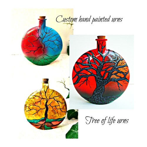 Glass Urn Tree of Life Human Ash Urn Urn for Ashes Etsy