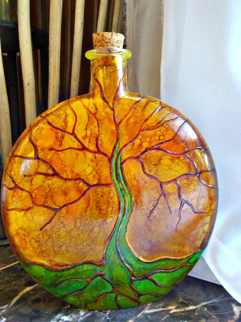 Glass Cremation Urn Tree of Life Urn Memory Bottle Tree Etsy Canada