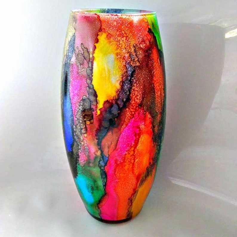 Colorful glass vase glass vase art glass vase vase for Etsy