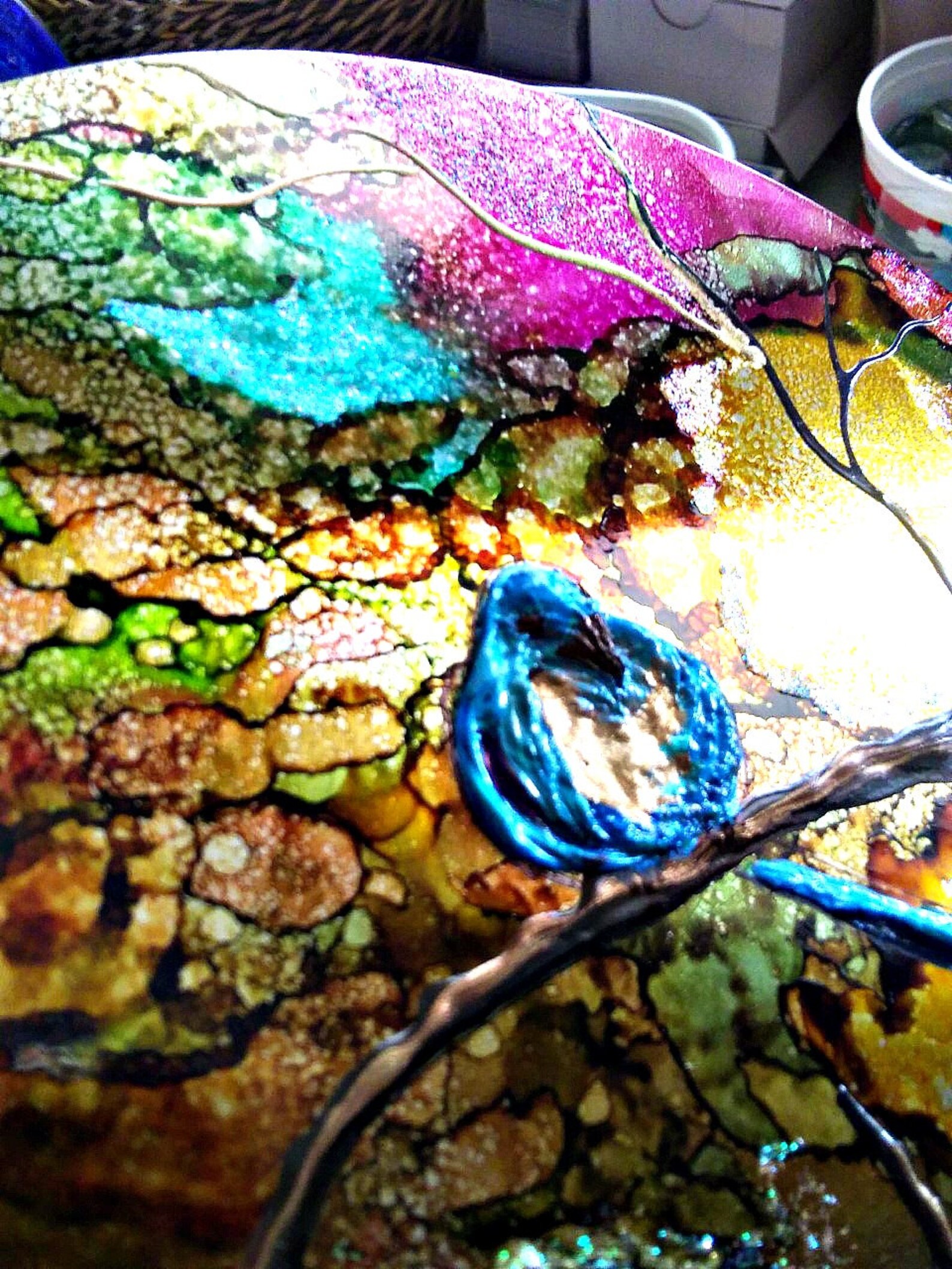 Bluebird Painting on Metal Round Metal Art Bluebird Metal Etsy