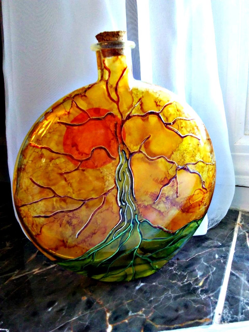 Glass urn human ashes urn tree of life decorative glass Etsy