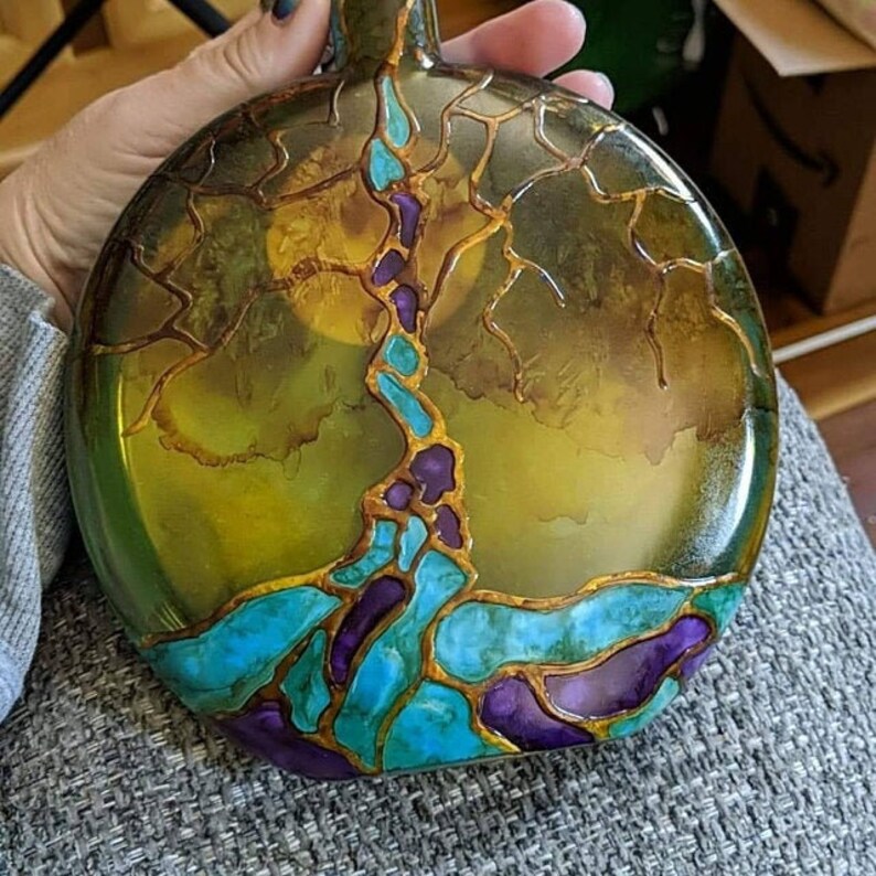 Glass Urn Tree of Life Human Ash Urn Decorative Glass Etsy