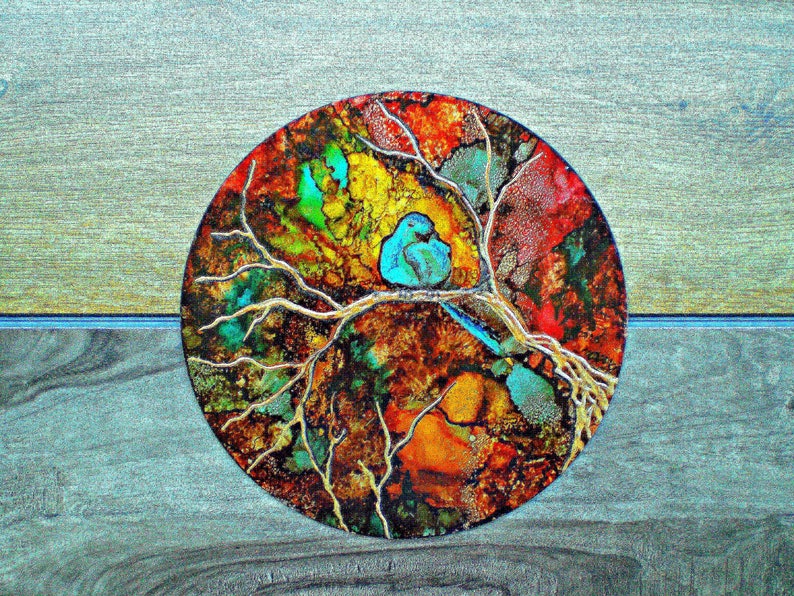Bluebird Painting on Metal Round Metal Art Bluebird Metal Etsy