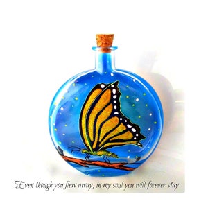 Hand Painted Butterfly Cremation Urn: Iridescent Glitter Ash Keepsake