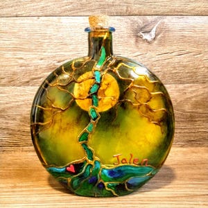 Tree Of Life Cremation Hand Painted Tree Of Life Urn for Ashes : Glow in the Dark Moon , Memorial Keepsake image 12