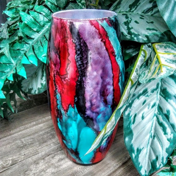 Colorful glass vase glass vase art glass vase vase for Etsy