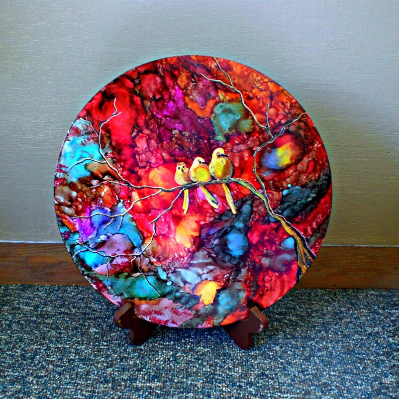 Yellow Bird Painting Wall Art Metal Bird Decor Metal Wall Etsy