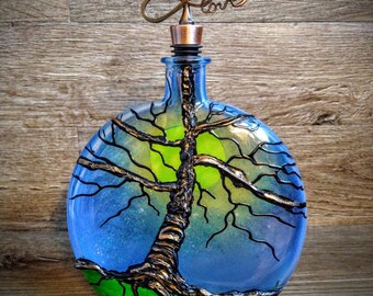 Tree Of Life Human Ash Urn, Cremation Human Ash Urn, Cremation Tree Of Life Urn, Memorial Ash Urn, Hand Painted Glass Urn, Funeral Ash Urn