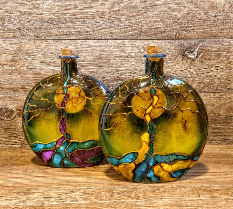 tree of life urn
color examples
blue and yellow
blue and purple
cork tops