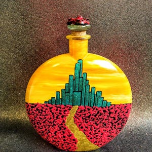 personalized wizard of oz themed cremation urn for human ashes hand painted , wizard of oz custom memorial urn for human ashes , custom urn