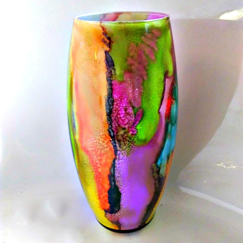 Colorful glass vase glass vase art glass vase vase for Etsy