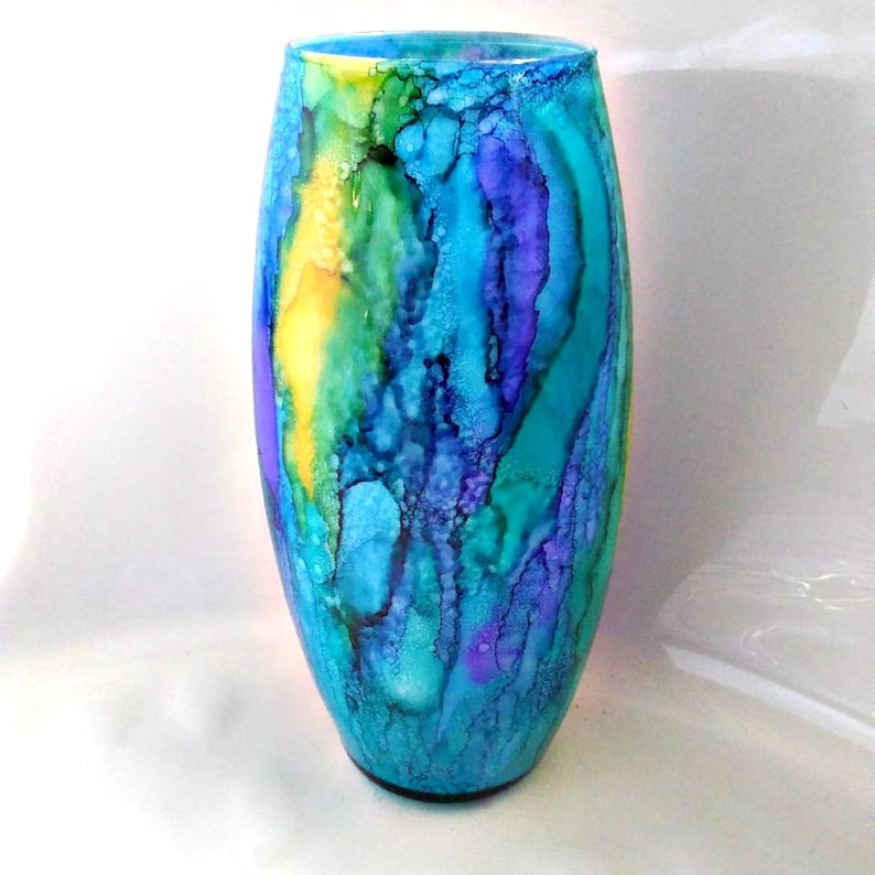 Colorful glass vase glass vase art glass vase vase for Etsy