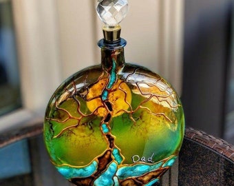 Tree Of Life Cremation Hand Painted Tree Of Life Urn for Ashes : Glow in the Dark Moon , Memorial Keepsake