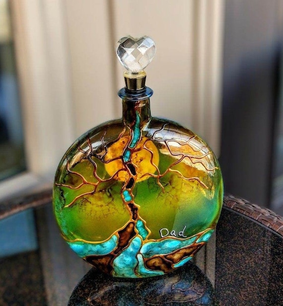 Tree of life cremation Hand Painted Tree of Life Urn for ashes : Glow in the Dark Moon , Memorial Keepsake