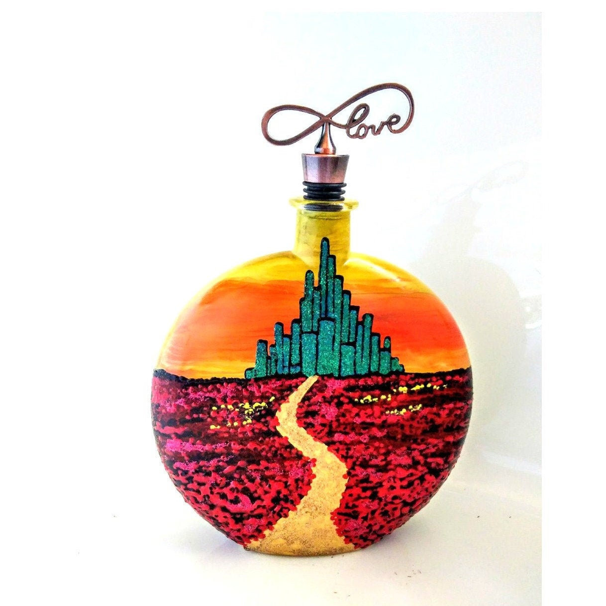 hand painted glass memory urn funeral urn wizard of oz art memory