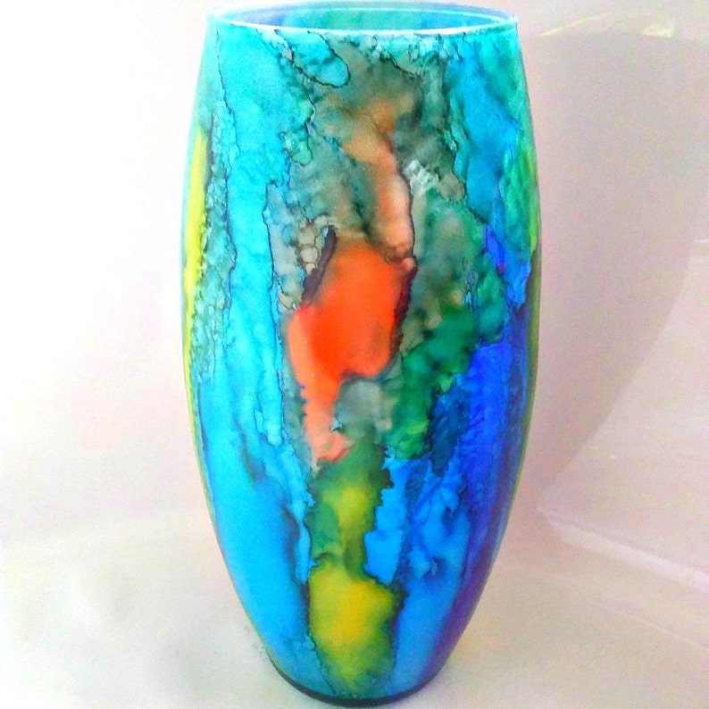 Colorful glass vase glass vase art glass vase vase for Etsy