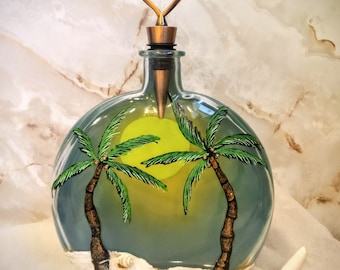 glass cremation urn , custom human ash urn , cremation urn , custom urns , human cremation urn , coastal memorial tribute , palm tree urn