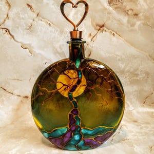 Tree Of Life Cremation Hand Painted Tree Of Life Urn for Ashes : Glow in the Dark Moon , Memorial Keepsake image 11