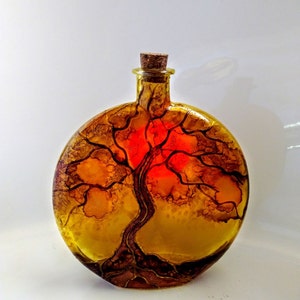 unique personalized hand painted cremation urn for human ashes , custom tree of life cremation urn memorial , tree of life keepsake ash urn
