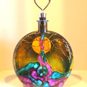 Hand Painted Tree of Life Cremation Urn: Memorial Ash Keeper