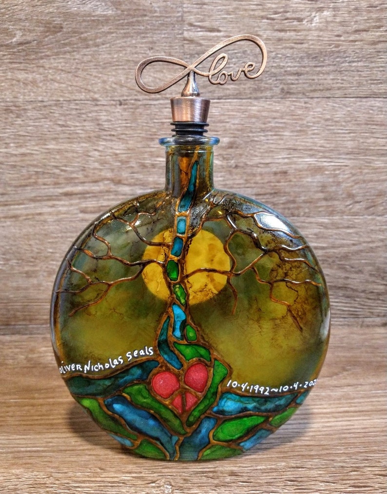 Glass Urn Tree of Life Human Ash Urn Decorative Glass Etsy