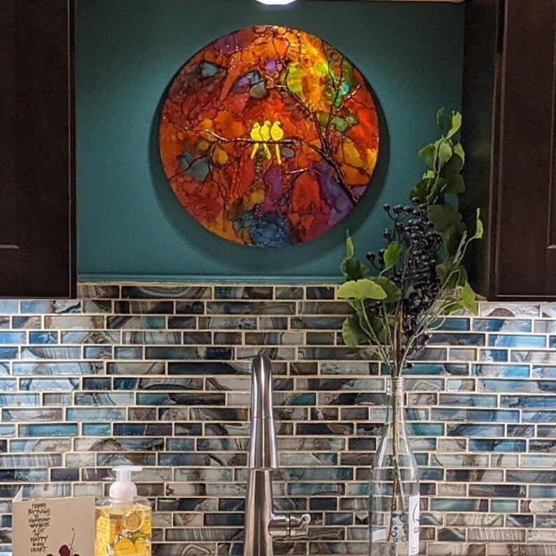 Yellow Bird Painting Wall Art Metal Bird Decor Metal Wall Etsy