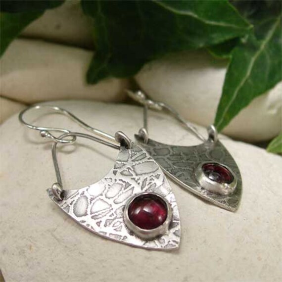 Silver Boho Earrings Sterling Silver Gemstone Earrings Red | Etsy