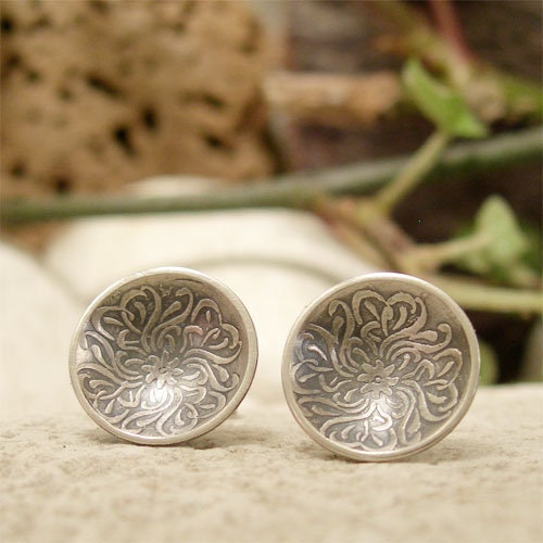 Silver Art Nouveau Stud Earrings Small Round Sterling Silver - Etsy UK