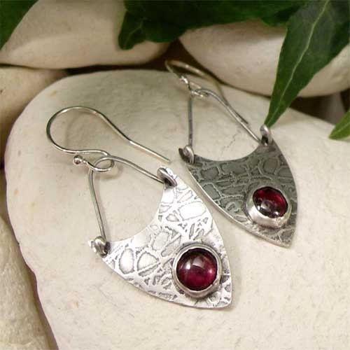Silver Boho Earrings Sterling Silver Gemstone Earrings Red - Etsy