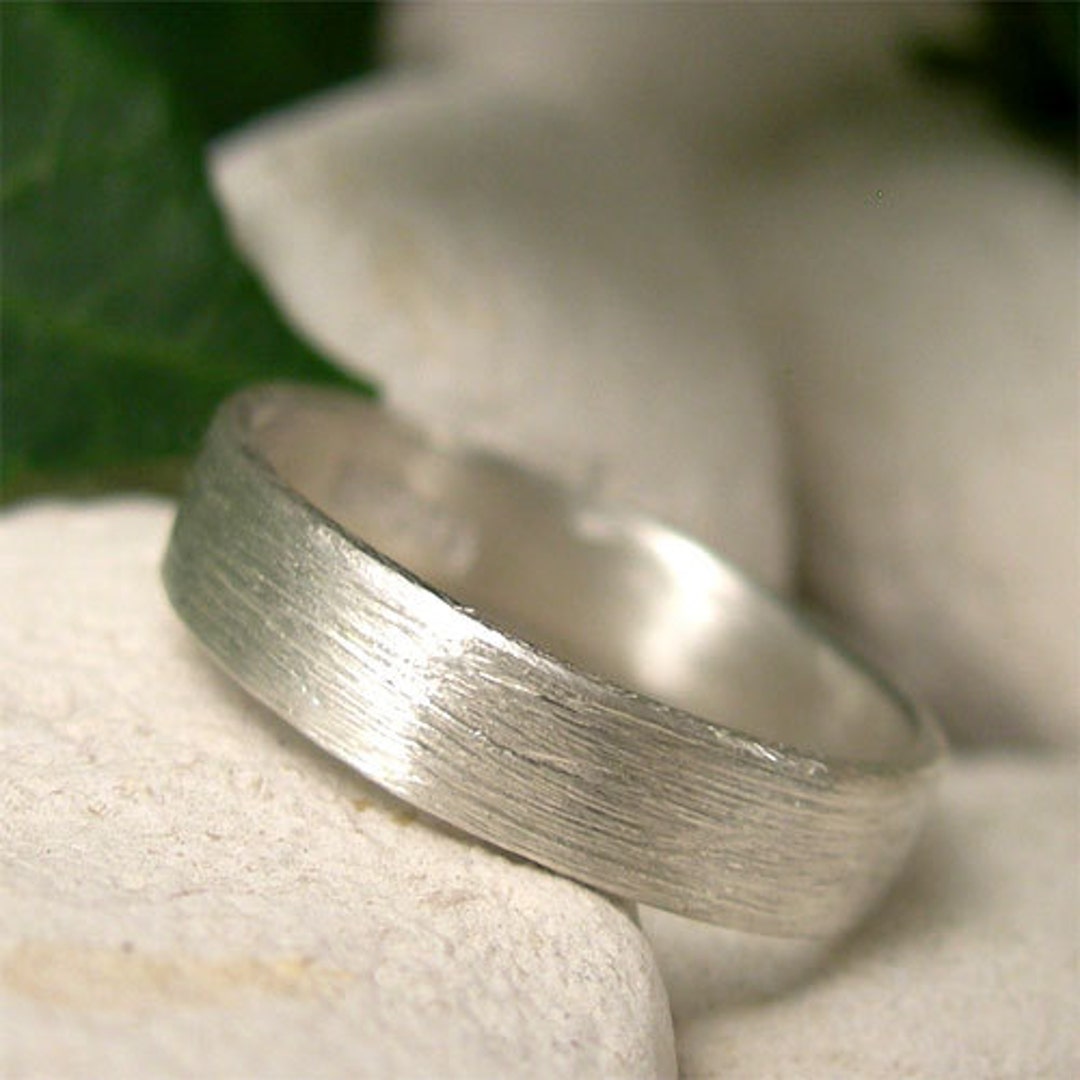 Brushed Silver Ring Hand Forged Sterling Silver Ring Band - Etsy