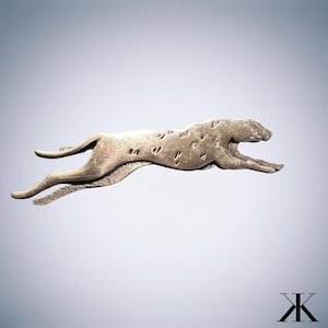 Vintage JJ Jonette Jewelry Pewter Greyhound Pin Brooch