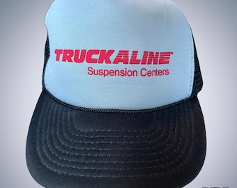 Vintage Truckaline-hoed: poederblauw, zwart en felroze truckerpet