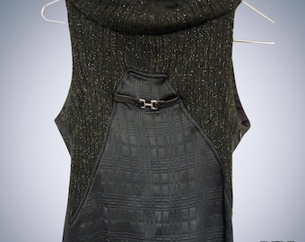 Y2K Custo Barcelona  Vintage Dress Black Mod Cowl Neck Dress Size Small