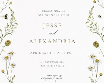 Classic Elegant Floral Wedding Invitation