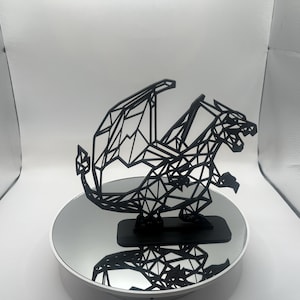 Scultura geometrica del drago - Decorazione moderna della casa fantasy
