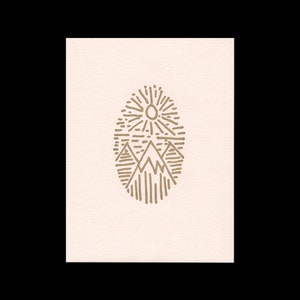 Oval Mountains - Letterpress Print - Pink and Gold