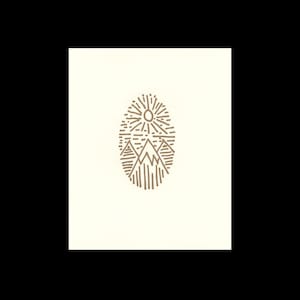 Gold Oval Mountains - Letterpress Print
