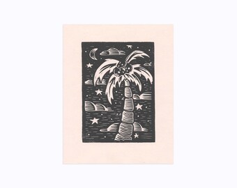 Night Palm - Relief Print