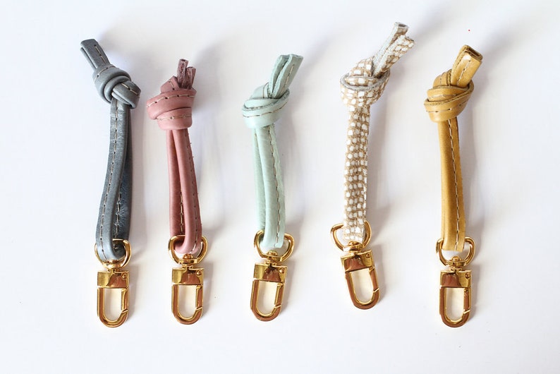 Leather Knot Keychain Leather Wrist Strap Leather Keychain Etsy