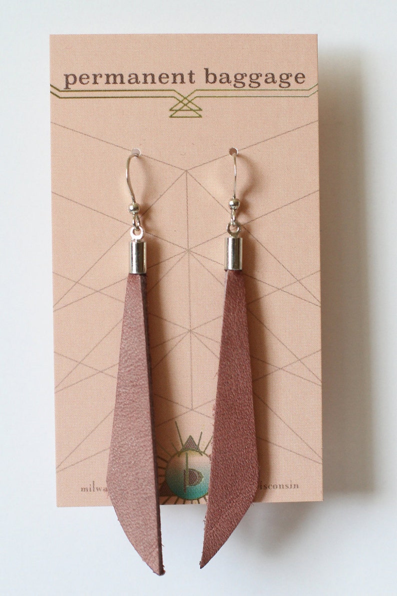 Leather Dangle Earrings Minimalist Boho Style Lightweight And Nickel Free Available in Over 40 colors image 3