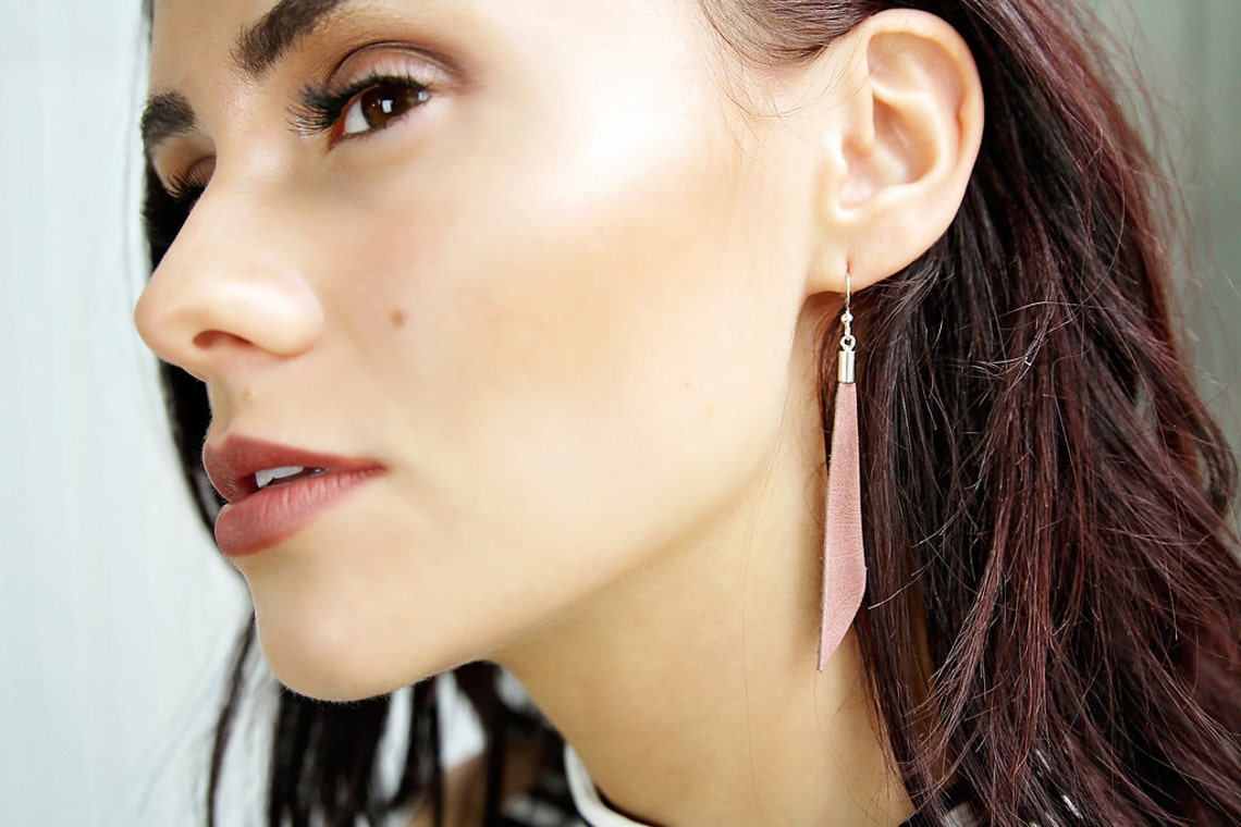 Leather Dangle Bling Earrings