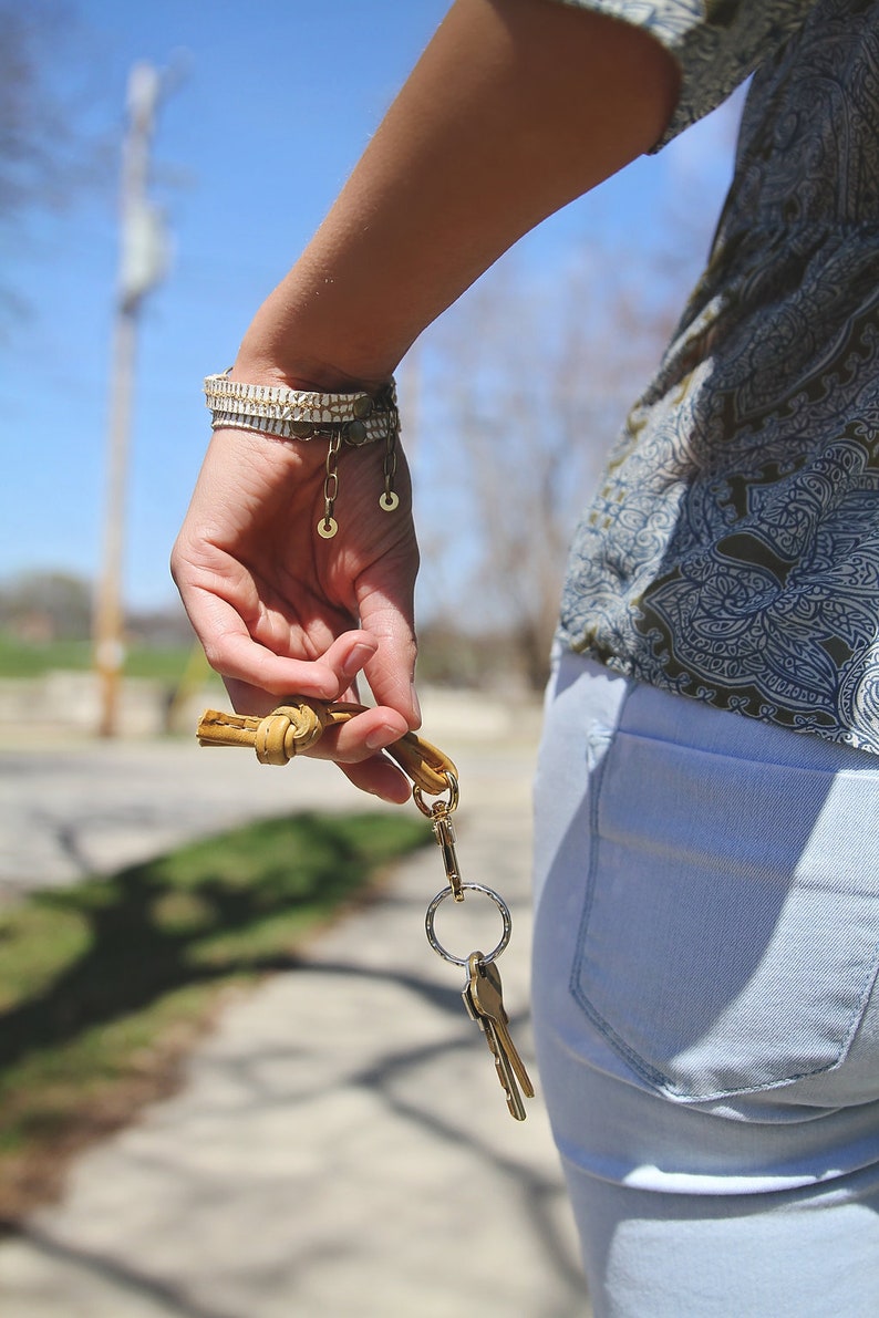 Leather Knot Keychain Leather Wrist Strap Leather Keychain Etsy