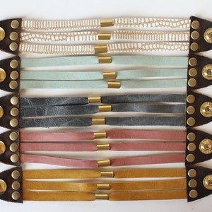Leather Cuff Bracelets For Women - Boho Minimalist Bracelet Stack Made From Soft Comfortable Leathers