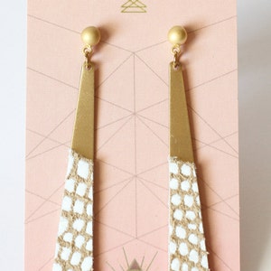 Modern Brass And Leather Dangle Earrings Edgy With a Hint of Boho Style image 4