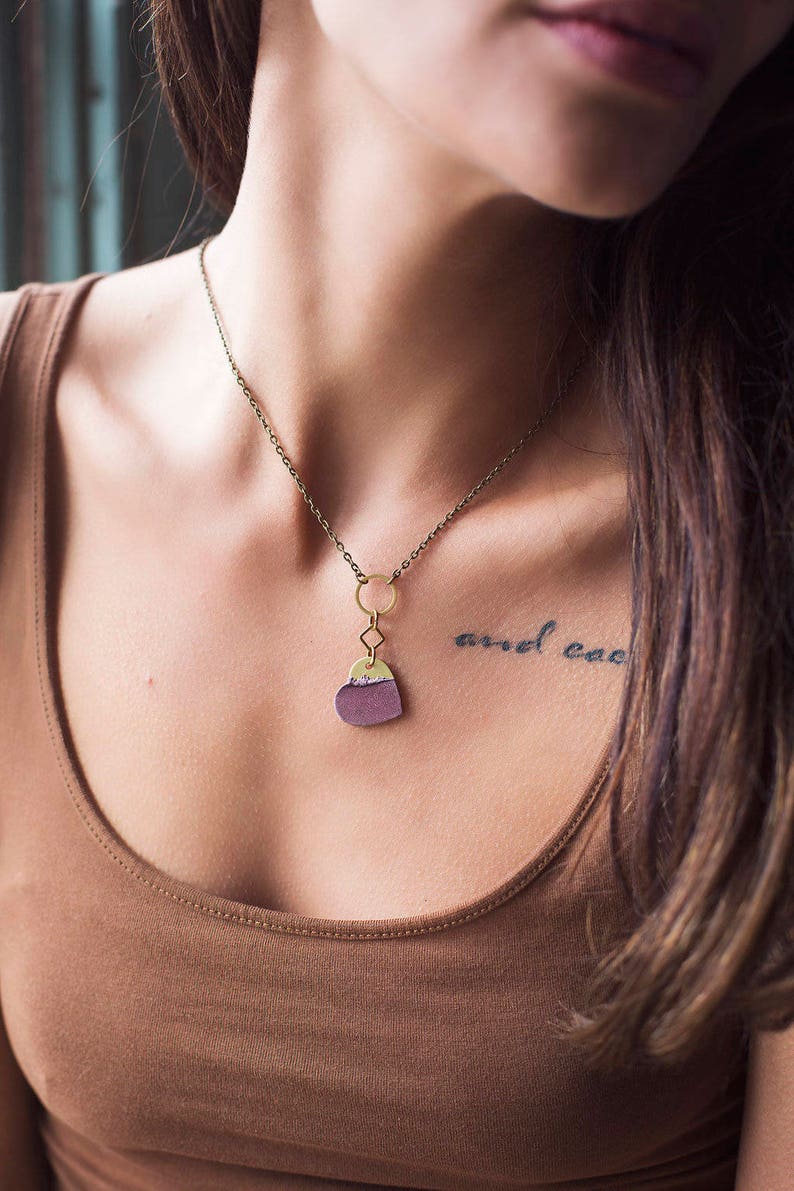 Leather Heart Necklace Gifts for Girlfriend Gold Necklace Etsy